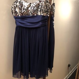 Navy sequin spaghetti strap dress. Size M